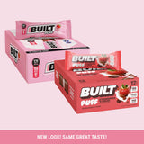 Built Bar, Puff Protein Bars, Strawberries 'N Cream Puff, 15g Protein Snacks, On-The-Go Bars, Only 140 Calories, 8g Sugar, Collagen, Gluten Free, 12 Count
