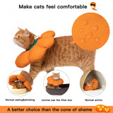 Cat Cone Collar,Cute Waterproof Recovery Collar,Anti-Bite Lick Wound Healing Safety Elizabethan e Collar for Cats,Orange Pumpkin Cat Halloween Costume