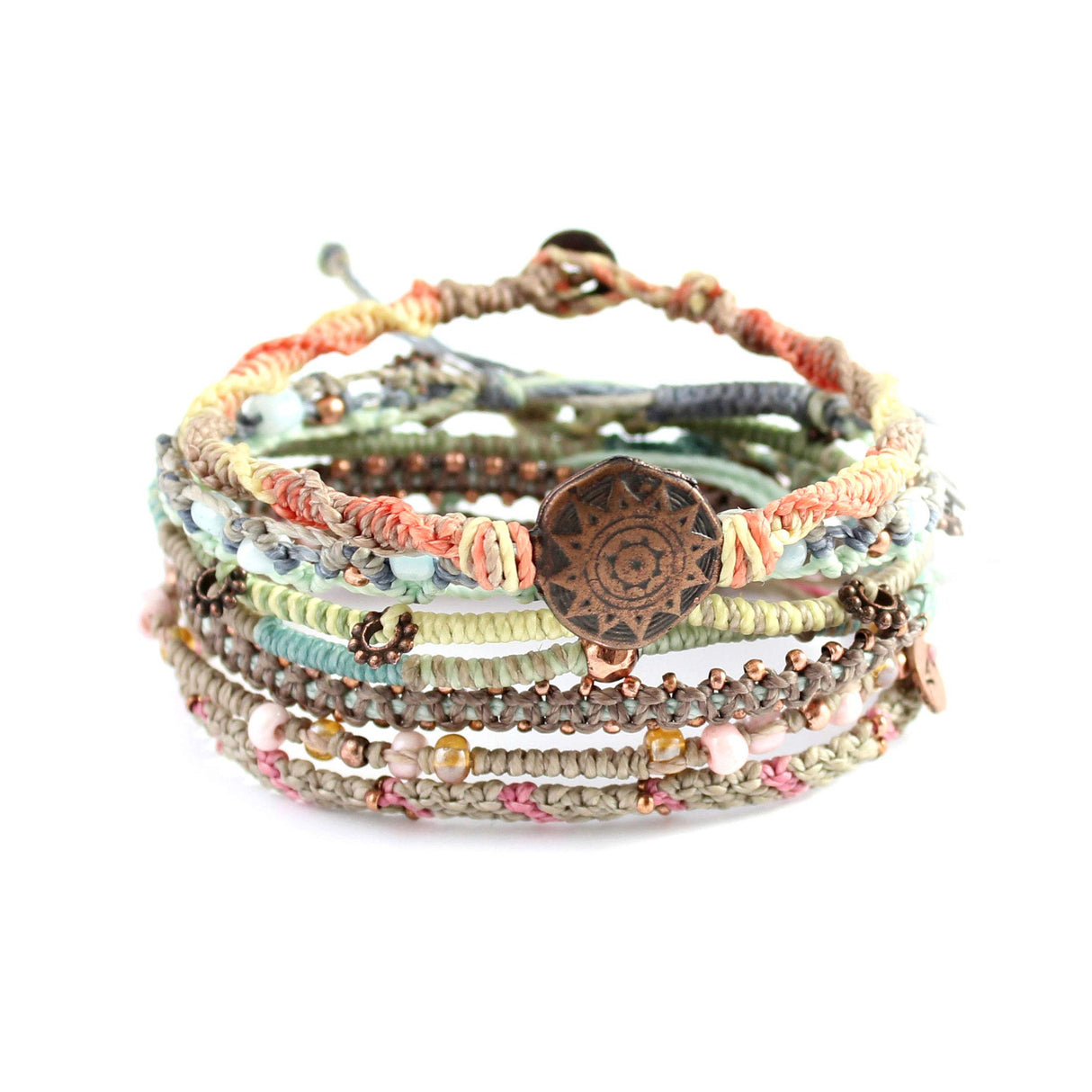 Wakami 7 Piece Boho Bracelet Set for Women, Handmade Beaded Stackable