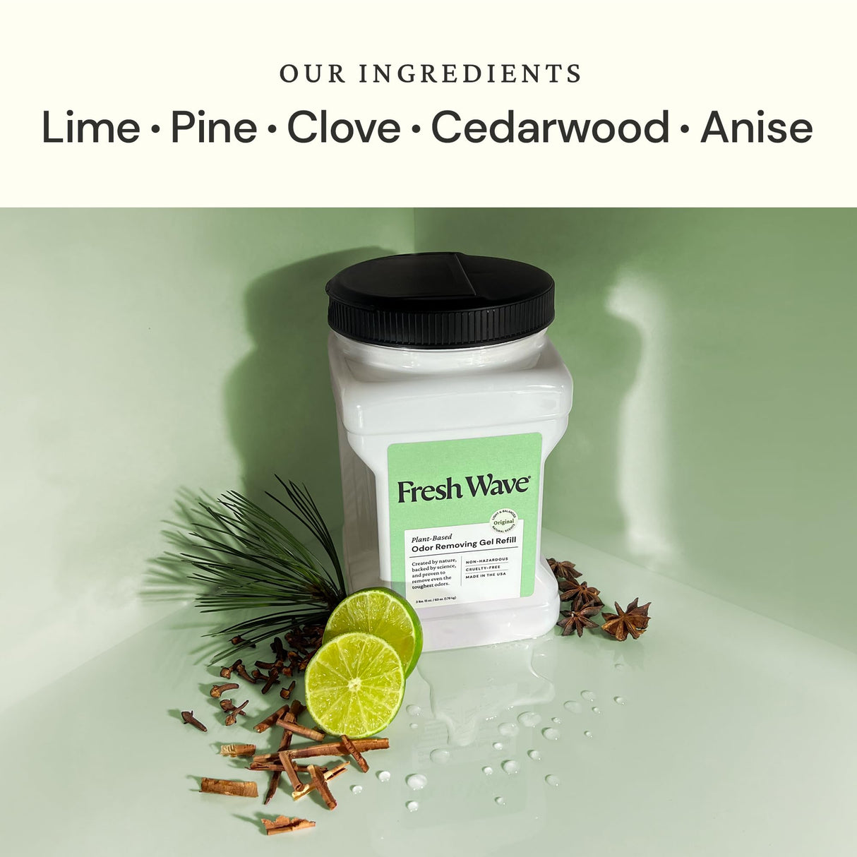 Fresh Wave Odor Removing Gel Refill, 63 oz., Pack of 2 - Safer Odor Absorbers for Home, Natural Plant-Based Odor Eliminator, Every 15 oz. lasts 30-60 Days, For Cooking, Trash & Pets