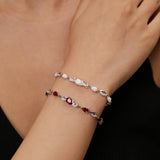 FANCIME July Birthstone Teardrop Ruby Tennis Bracelet for Women, Sterling Silver 9x7mm main Gemstone Bolo Adjustable Chain Bracelet Fine Jewelry Birthday Gifts for Women Mom Wife Her