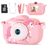 Kids Camera Toys for Ages 3 4 5 6 7 8 9 Girls, 48MP Dual Lens Toddler Digital Camera Christmas Birthday Gift, Kids Selfie Camera with 32G SD Card, Silicone Cover