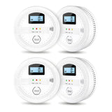 4 Packs Smoke and Carbon Monoxide Detectors, 2 in 1 CO & Smoke Fire Alarm for Home,Smoke Combination CO Alarm with LCD Display,Replaceable Battery Operated, Easy to Install