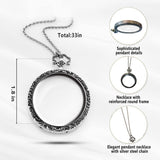 YYHSND 10X Magnifying Glass Necklace Magnifier Necklace Pendant Optical Magnifier with Chain Necklace for Library, Reading, Zooming and Jewelry (Color : Silver)