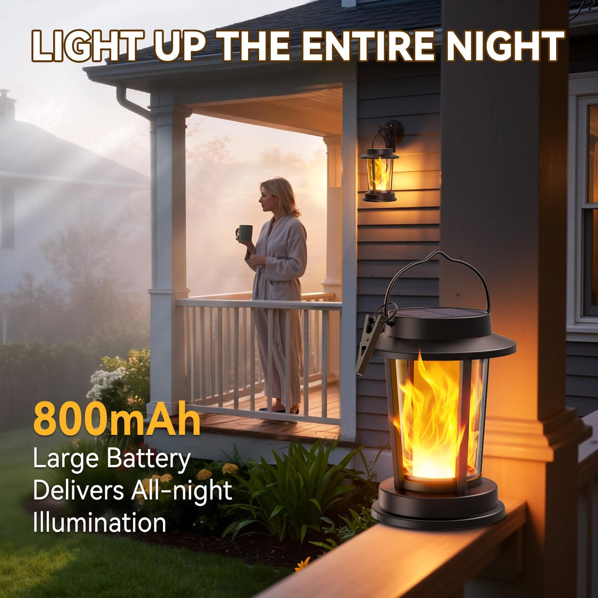 WdtPro 2 Pack Solar Lanterns Outdoor Waterproof, Upgraded Solar Lights Outdoor, Solar Powered Lanterns Decorative, Hanging Solar Lantern for Patio Garden Yard Path Porch Tree Decor Dark Gray