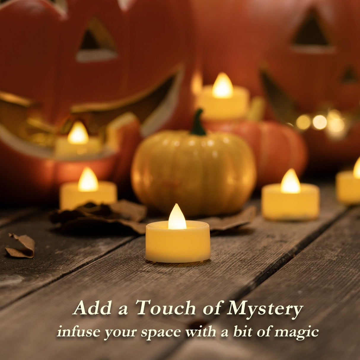 Amagic 50 Pcs Flickering Flameless Tea Lights Battery Operated, 200+ Hours Long Lasting Electric Candle for Wedding Table Centerpiece, Home Decor, Gift, Birthday, Halloween, Christmas, Ivory Base