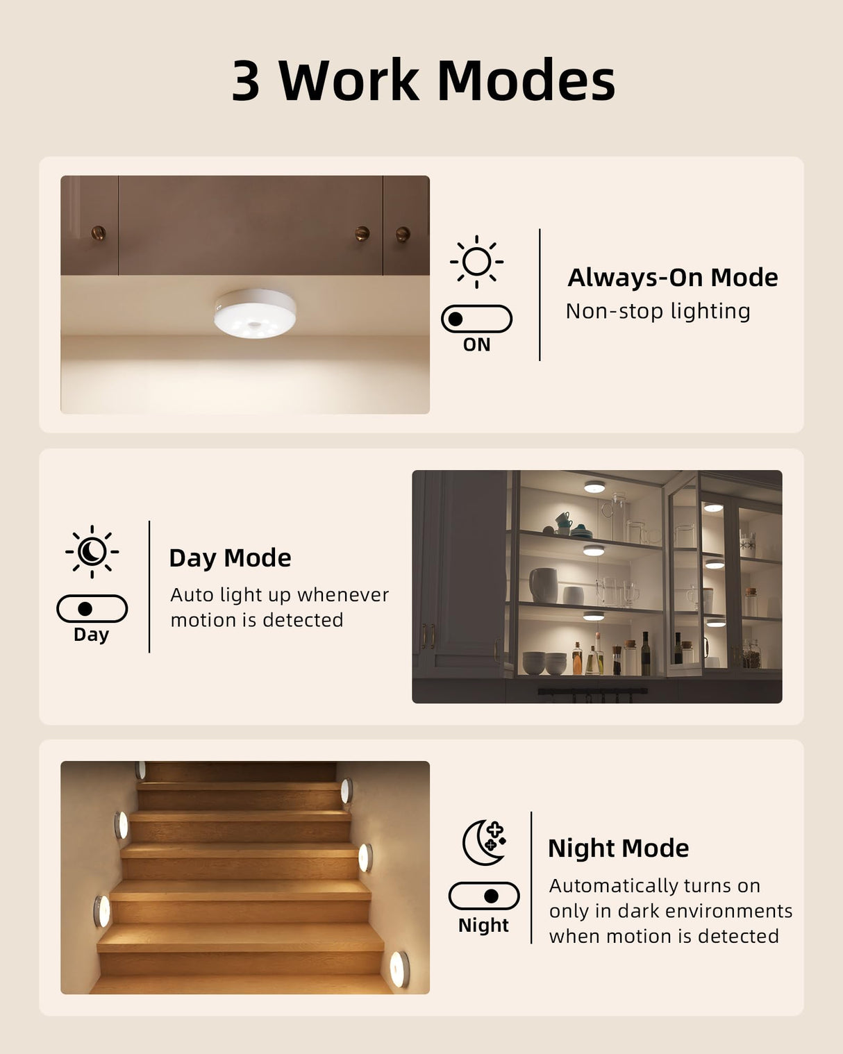 EZVALO Under Cabinet Lighting with Charging Station, 1000mAh Rechargeable Puck Lights with Remote, 3 Color Temps & 12 RGB Closet Lights, Dimmable Motion Sensor Lights for Shelf, Kitchen (3 Packs)