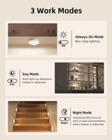 EZVALO Under Cabinet Lighting with Charging Station, 1000mAh Rechargeable Puck Lights with Remote, 3 Color Temps & 12 RGB Closet Lights, Dimmable Motion Sensor Lights for Shelf, Kitchen (3 Packs)