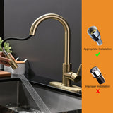 Tohlar Pull Down Kitchen Faucet Sprayer Head Replacement Part, 3 Function Pull Out Sink Sprayer Replacement Nozzle, Kitchen Faucet Head Hose Spray Tap Spout, Brushed Gold
