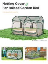 Poray Large 6.6x3.3FT Tunnel Plant Netting Cover, Pop up Crop Cage Gardening Net Cover for Protecting Vegetables &Fruits,Durable Gardening Net for Plant and Small Animals