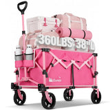 Gonex 38" L Collapsible Wagon Cart Foldable, 220L Folding Utility Cart Pink