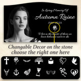 WANGYOU Personalized Granite Memorial Stone with Photo - Custom Headstones for Graves, Grave Markers for Cemetery for Humans & Pets, Laser Engraved Black Tombstone Outdoor Garden Plaque