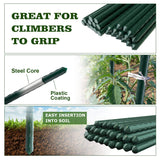 Jollybower 25pcs Steel Plant Stakes 4.8 Feet,Sturdy Plant Sticks, Plastic Coated Metal Garden Stakes Supports Climbing for Tomato, Bean, Flowers, Tree Potted