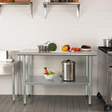 HARDURA Stainless Steel Table 30X48 Inches with Undershelf and Galvanized Legs NSF Heavy Duty Commercial Prep Work Table for Restaurant Kitchen Home and Hotel