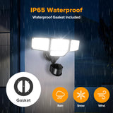 LUTEC 80W 9000LM LED Security Light Hardwire Motion Sensor Outdoor Lights, 4 Head LED Flood Lights Outdoor 5000K Daylight, IP65 Waterproof, Motion Detected Lights for Outside, Garage, Yard (Black)