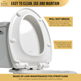 Bath Royale Round Toilet Seat Replacement with Cover BR500-01 Slow Close, Heavy Duty Sturdy, Stain-Resistant, No Jiggle and Easy to Clean, Fits All Toilet Brands, Executive Series - Biscuit/Linen,