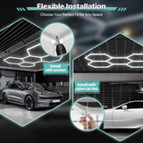 Litezone Hexagon Garage Lights, 14 Grids LED Garage Hexagon Lights with Rectangle Frame, 6500K Super Bright Honeycomb Lights for Garage, Warehouse, Car Detailing Shop, Exhibition Hall, Gym