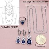 LMXXVJ Women Jewelry Set Platinum Plated Necklace Open Ring Earrings Bracelet Set,Birthday/Anniversary Mother’s Day Jewelry Gifts for Mom/Wife/Sister/Best Friend (blue, Adjustable)