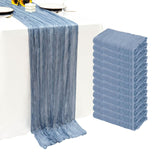 12Pack Dusty Blue Cheesecloth Table Runner 10Ft Gauze Table Runner Blue Cheese Cloth Table Runners Long Sheer Fabric Tablerunners for Wedding Party Bridal Shower Thanksgiving Christmas