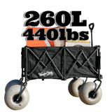 WONDERCAMEL Beach Wagon with 13'' Balloon Wheel, 260L Large Capacity, Compact Folding Design, Collapsible Cart with Big Wheels for Sand, Pump Included