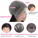 CUTE BEIN 250% Density 30 Inch 13x6 Lace Front Wigs Human Hair,100% Human Hair, Straight HD Transparent Lace Front Human Hair Wigs for Black Women, Glueless Wigs Human Hair Pre Plucked with Baby Hair