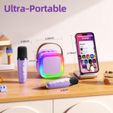 Kinglucky Mini Karaoke Machine for Kids & Girls Age 3–12, 2025 Top Christmas & Birthday Gift for 3–12 Year Old Girls, Kids' Personal Video Players Accessories with 2 Wireless Microphones – Purple