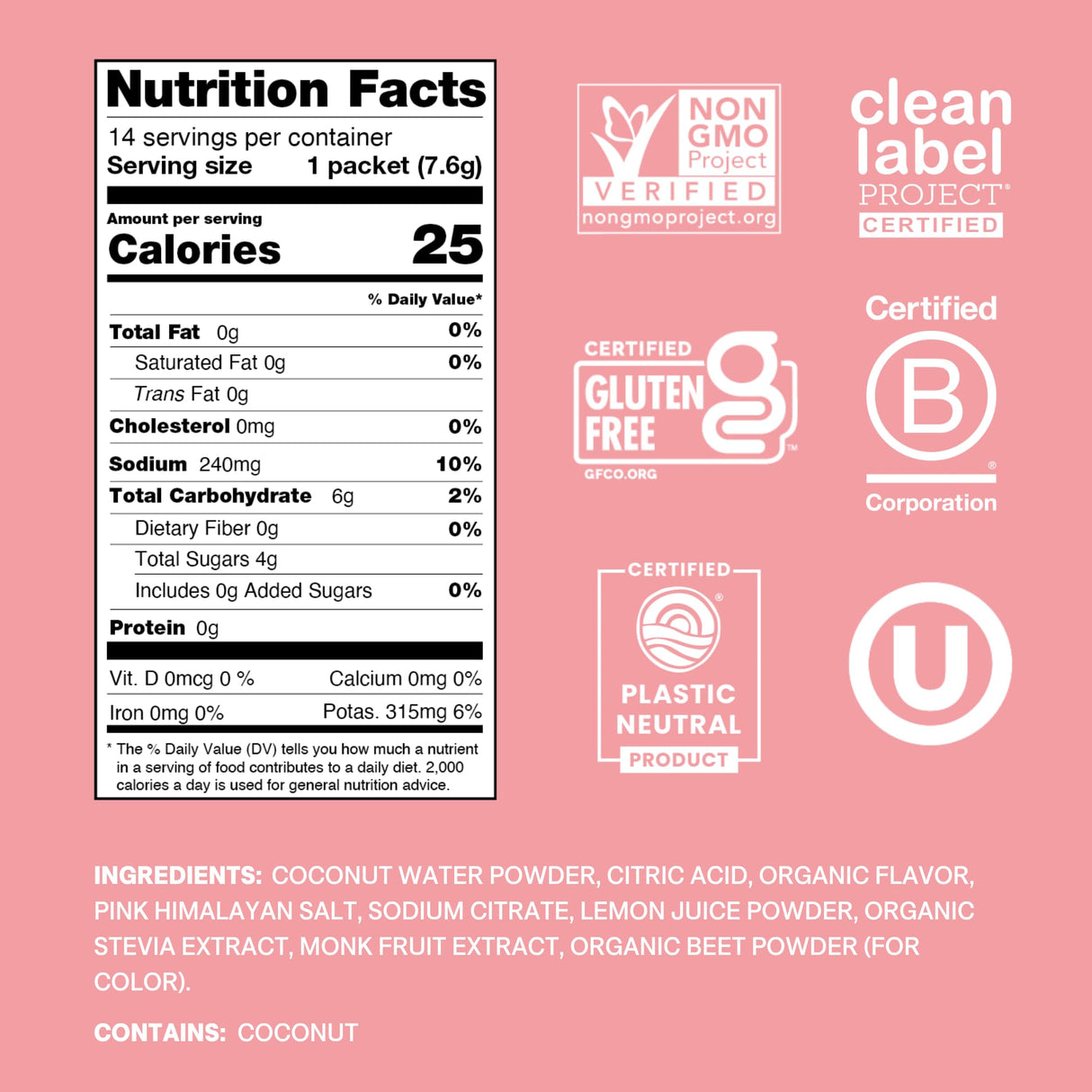 Cure Hydration | Plant-Based Electrolyte Drink Mix | No Added Sugar | FSA & HSA | Dehydration Relief Powder Made with Coconut Water | Non-GMO | Vegan | Pouch of 14 Packets - Strawberry Kiwi