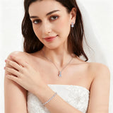 3-Piece Cubic Zirconia Wedding Jewelry Set for Women Bride Bridesmaid Gift