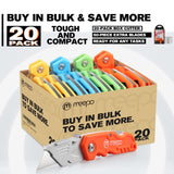 M MEEPO Box Cutter, 20-Pack Tough Folding Box Cutter Bulk for Heavy Duty Purpose, Razor Sharp Utility Knife Bulk, with Extra 50-Piece Blades, Can cut Drywall, Sheet Plastic, Linoleum, Boxes, Rope