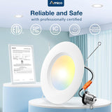 Amico 4 Pack 5/6 inch 5CCT LED Recessed Lighting, Dimmable, 12.5W=100W, 950LM, 2700K/3000K/4000K/5000K/6000K Selectable, Retrofit Can Lights with Baffle Trim, IC Rated - ETL & FCC, White