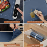 FYY Extra Large Warming Mat for Food - Rapid and Full Surface Heating, 6 Temp Settings, 6H Timer, Rollable Portable Food Warming Mat for Gatherings, Parties, Keep Meal Warm (XX Large Size, Navy)