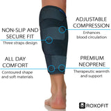 ROXOFIT Torn Calf Muscle Brace Strain Wrap for Calf Tear, Shin Splint Pain Relief - Adjustable Tibia Neoprene Support Compression Sleeve for Men and Women