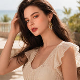 Two Tone Twisted Line Drop Earrings for Women Gold and Silver Earrings