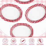 50Pcs Gingham Oval Paper Plates 10" x 12" Large Disposable Heavy Duty Christmas Red and White Buffalo Checked Plaid Paper Dessert Platter Plate for Wedding Holiday Winter Xmas Birthday Party Supplies