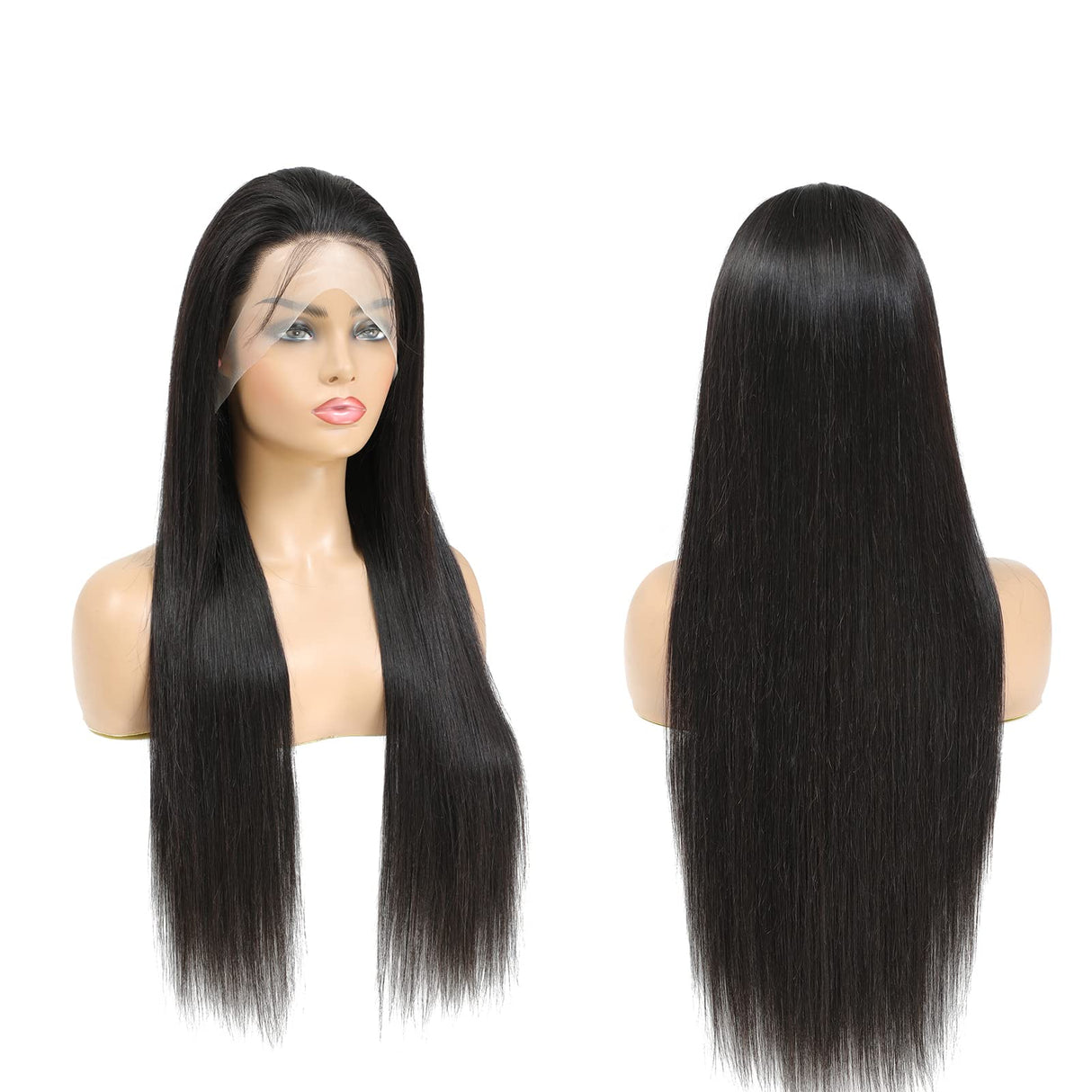 bunGiol 30 inch Lace Front Wig Straight Lace Frontal Wigs Pre Plucked with Baby Hair 180% Density 13X4 Brazilian Virgin Human Hair Wigs for Black Women Natural Black Color