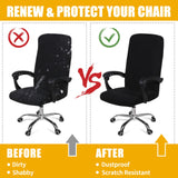 Smiry Stretch Printed Office Computer Chair Covers, Universal Desk Rotating Chair Slipcovers Removable Washable, Soft Fit Anti-Dust Spandex Protector Cover with Zipper, Black