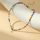 Yoosteel Beaded Initial Necklace Jewelry Gifts Letter I Initial Necklace