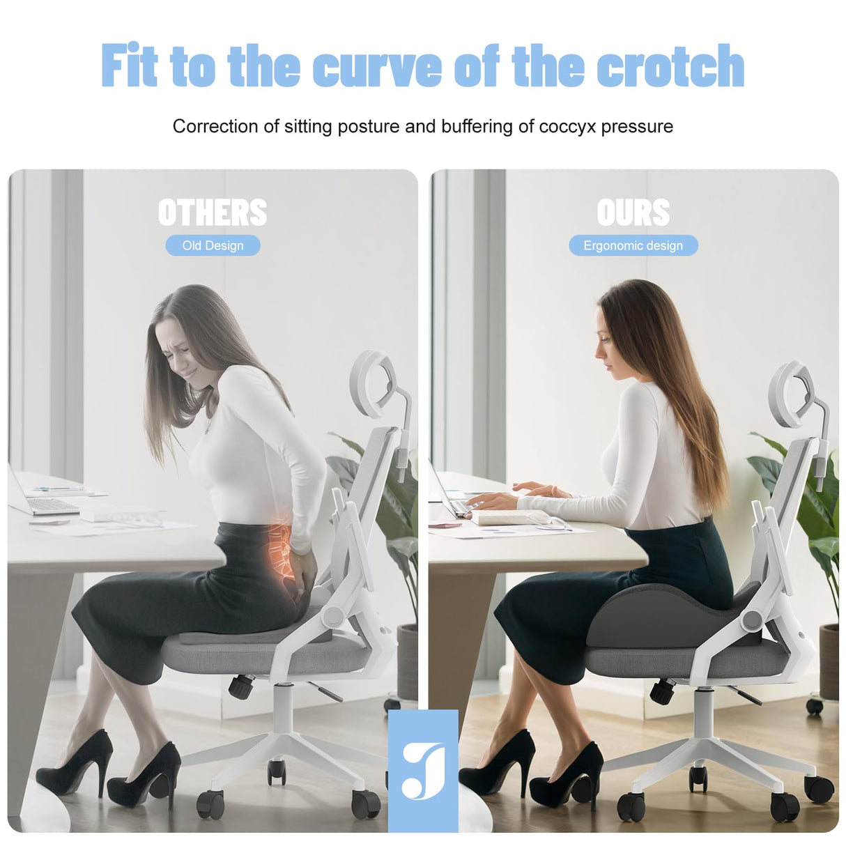 JESIDO Seat Cushion for Office Chair, Sciatica and Tailbone Pain Relief Cushion, Coccyx Cushion for Car, Desk Chairs, Wheelchair