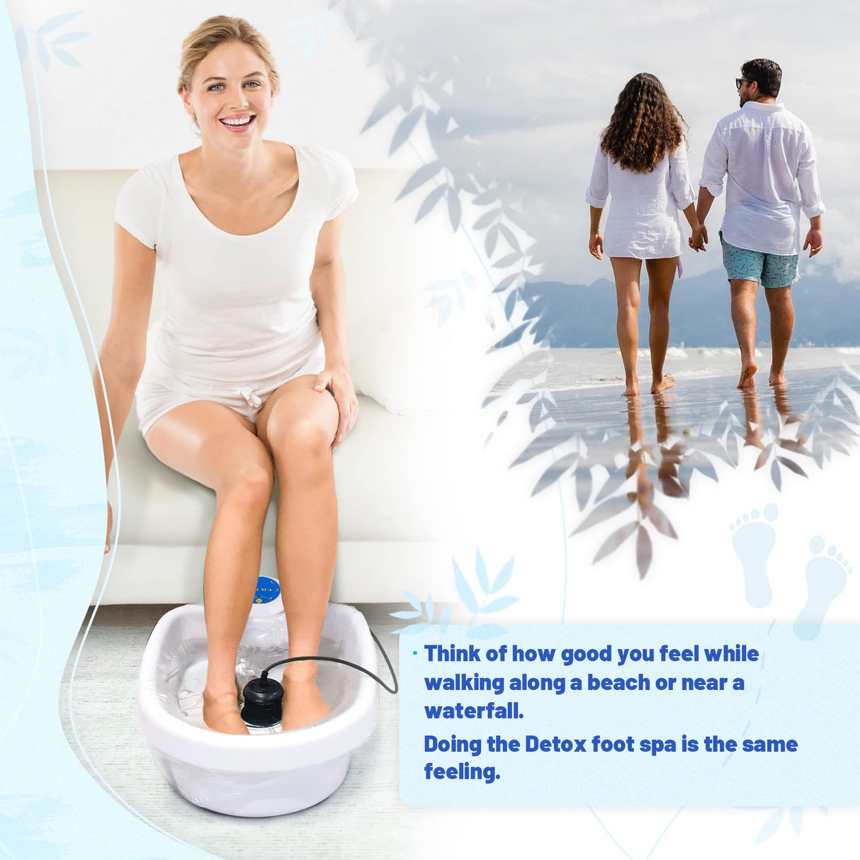Lecaung Ionic Detox Foot Bath Machine, Personal Ionic Foot Cleanse Ionic Foot Bath SPA Machine for Home Beauty Salon Spa with Basin and Two Round Arrays