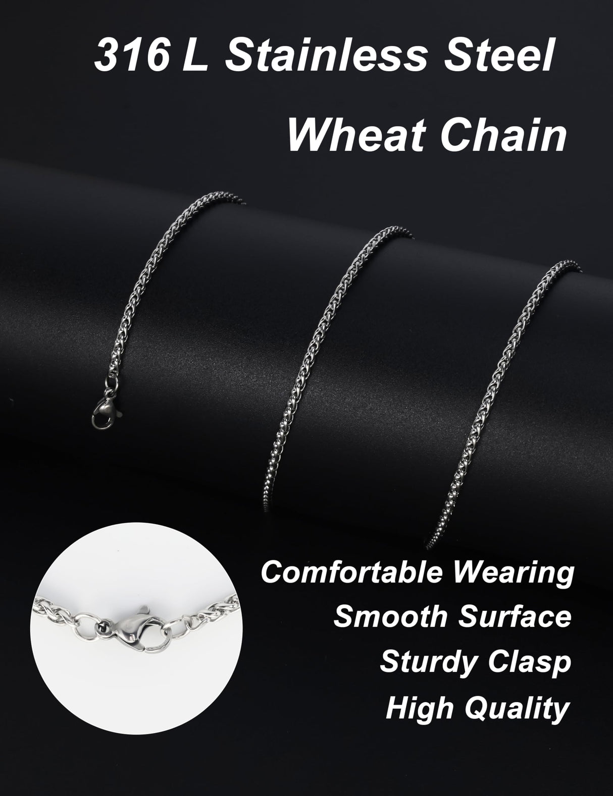 925 Sterling Silver Rope Chain 2.5mm Silver Chain Necklace for Men Women24