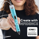 SCRIB3D P1 3D Printing Pen with Display - Includes 3D Pen, 3 Starter Colors of PLA Filament, Stencil Book + Project Guide, and Power Adapter