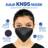 AccuMed BNX KN95 Face Mask Made in USA, KN95 Mask Disposable Particulate Protective Mask, GB2626-2019, Protection Against Dust, Pollen and Haze (20 pcs) (Earloop) (Model: E95M) Black