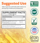 Cold-Pressed Black Seed Oil Capsules - Vegan Non-GMO Nigella Sativa Black Seed Oil Supplement with Turmeric Extract for Comfort Mobility & Immune Support - Curcuminoid & Thymoquinone-Rich (1 Month)