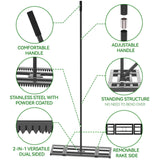 Housolution 32"x10" Lawn Leveling Rake with Serrated Edge & Smooth Plate