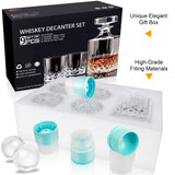 Whiskey Decanter Set for Men, 4*Crystal Whiskey Glasses(Get 4 Silicone Ice Mold Free), Lead-Free Decanter Set for Whiskey, Bourbon, Scotch, Anniversary Christmas Gifts for Dad, Husband, Whiskey Lovers