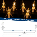 6 Packs 6ft Village Light Cord with 1W C7 LED Bulb, Salt Lamp Cord with ON/Off Switch and 2 Spare Fuses, Blow Mold Light Ideal for Christmas Village House Craft Decorations