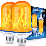 Halloween Decorations Upgraded LED Flame Light Bulbs, 4 Modes Fire Flame Bulb, E26 Base Flickering Light Bulbs, Christmas Decorations Outdoor Indoor Patio Home Decor (Yellow, 2 Pack)