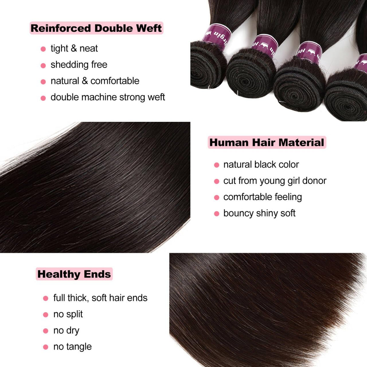 12A Human Hair Bundles 22 24 26 28 Inch Straight Bundles Human Hair 100% Unprocessed Brazilian Virgin Raw Weave Bundles 4 Bundles Real Natural Black Wavy Human Hair Extensions 1B Bundles for Women