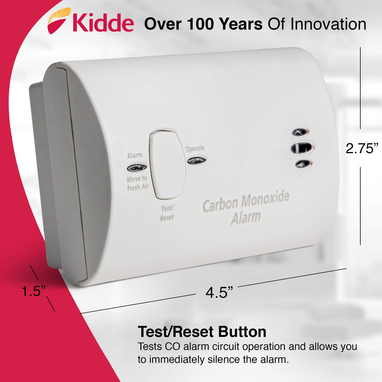 Kidde Carbon Monoxide Detector, AA Battery Powered, Portable for Travel or Home, 85 dB Alarm, LED Status Indicators, 3rd Edition