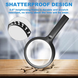 30X Charge Magnifier with Light, NUEYiO 4.33Inch Large Handheld Magnifying Glass with Light, 20 Daylight LEDs & Third Gear Dimming Lighted Magnifying Glass for Seniors Reading Inspection Coin Jewelry